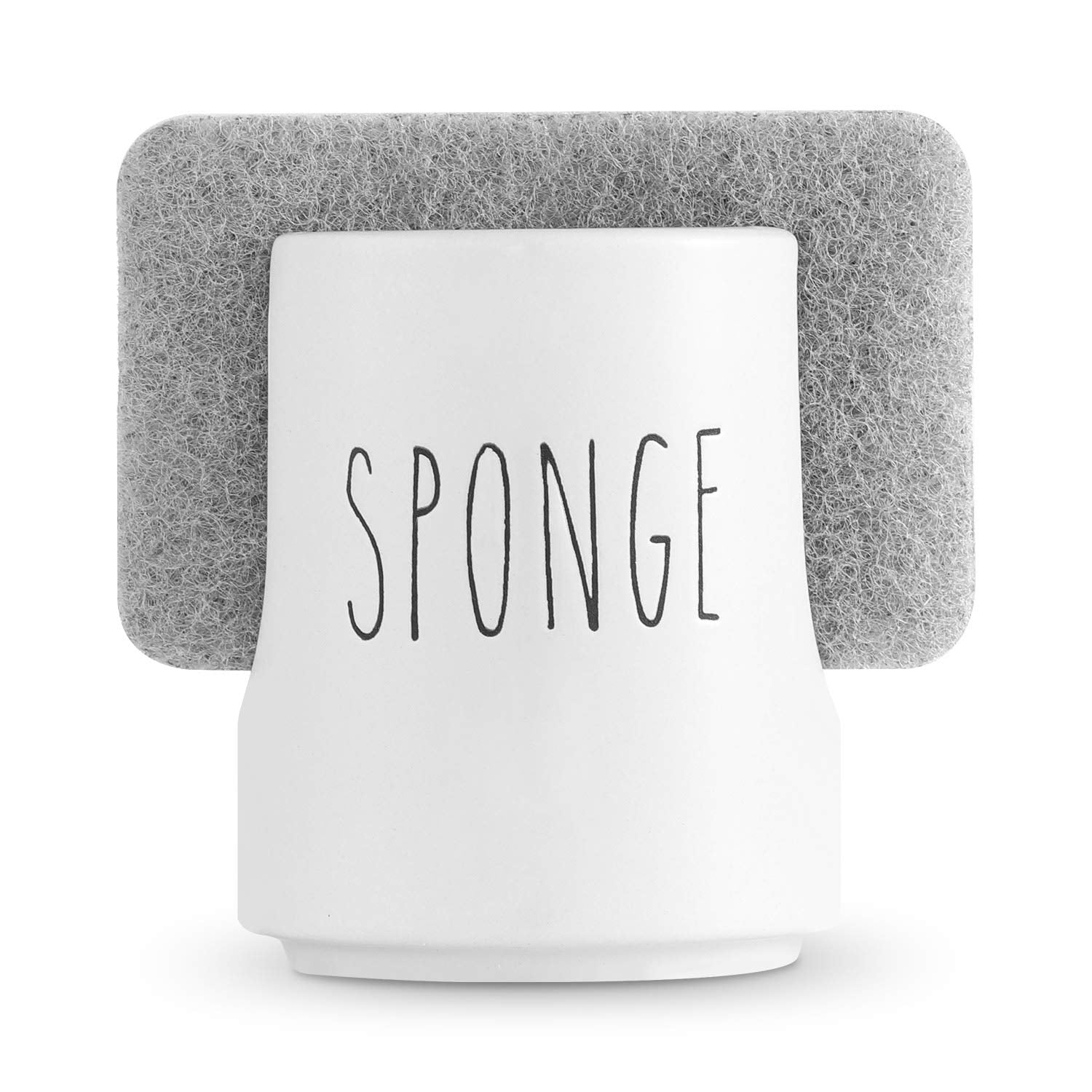 Durable ceramic sink organizer by Ultimate Hostess helps dry sponges after use.