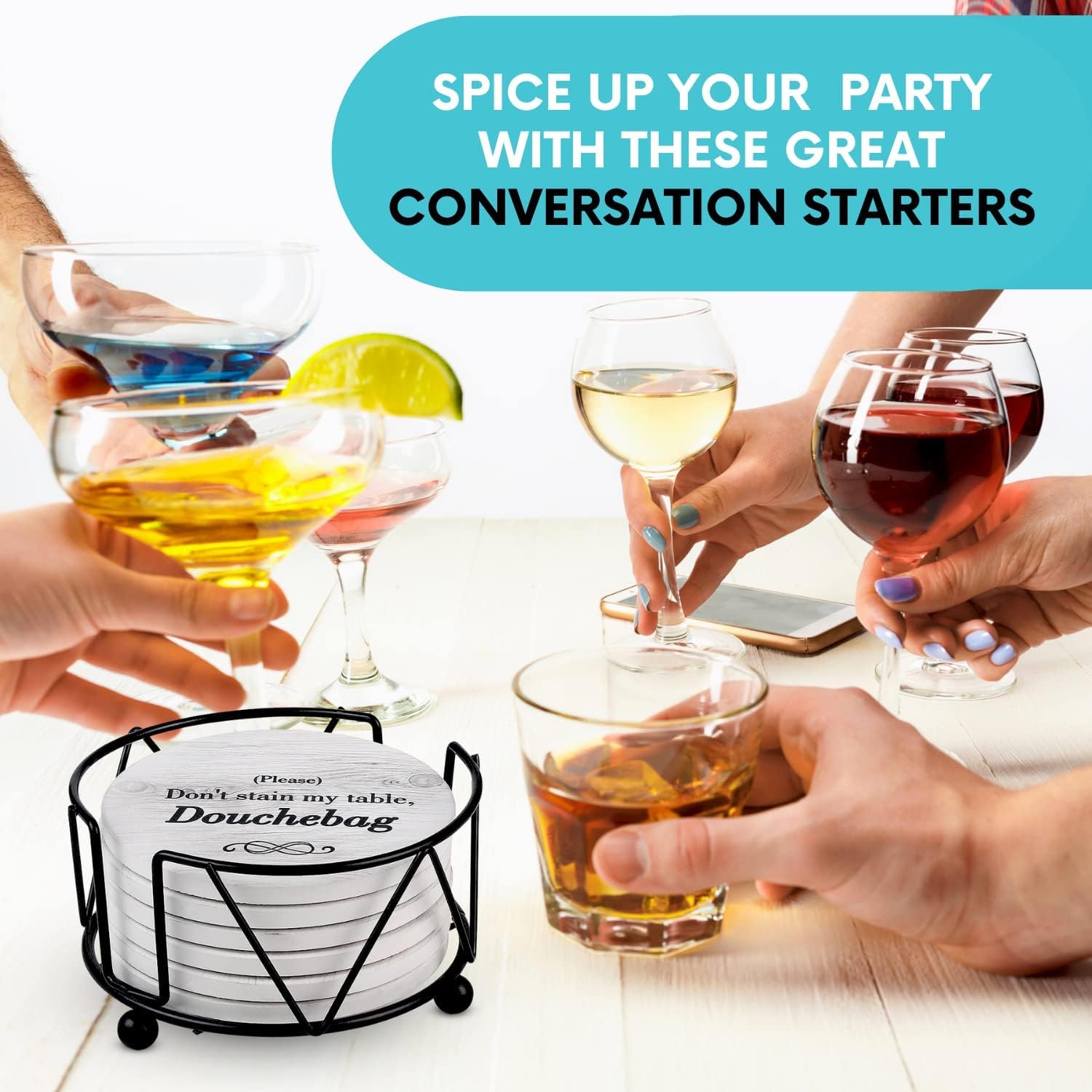 Ultimate Hostess Secret Santa gift idea with witty coasters