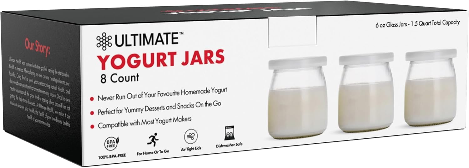 Ultimate Yogurt Jars with 6oz glass cups ready for yogurt at home.