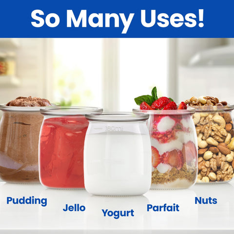 Airtight seal on Ultimate Yogurt Jars keeps snacks fresh and organized.