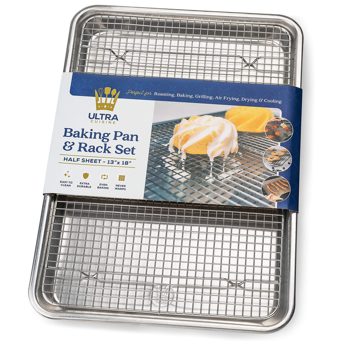 Ultra Cuisine baking sheet half-size with reinforced rim for even browning
