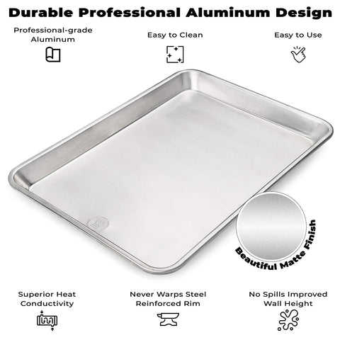Ultra Cuisine baking sheet rim close-up shows sturdy construction