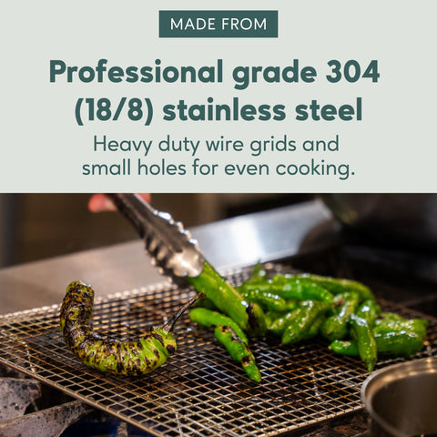 Ultra Cuisine heavy-duty stainless steel wire-grid close-up emphasizes durable construction.