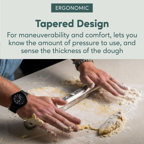 Ultra Cuisine rolling pin offers comfortable handling and maneuverability.