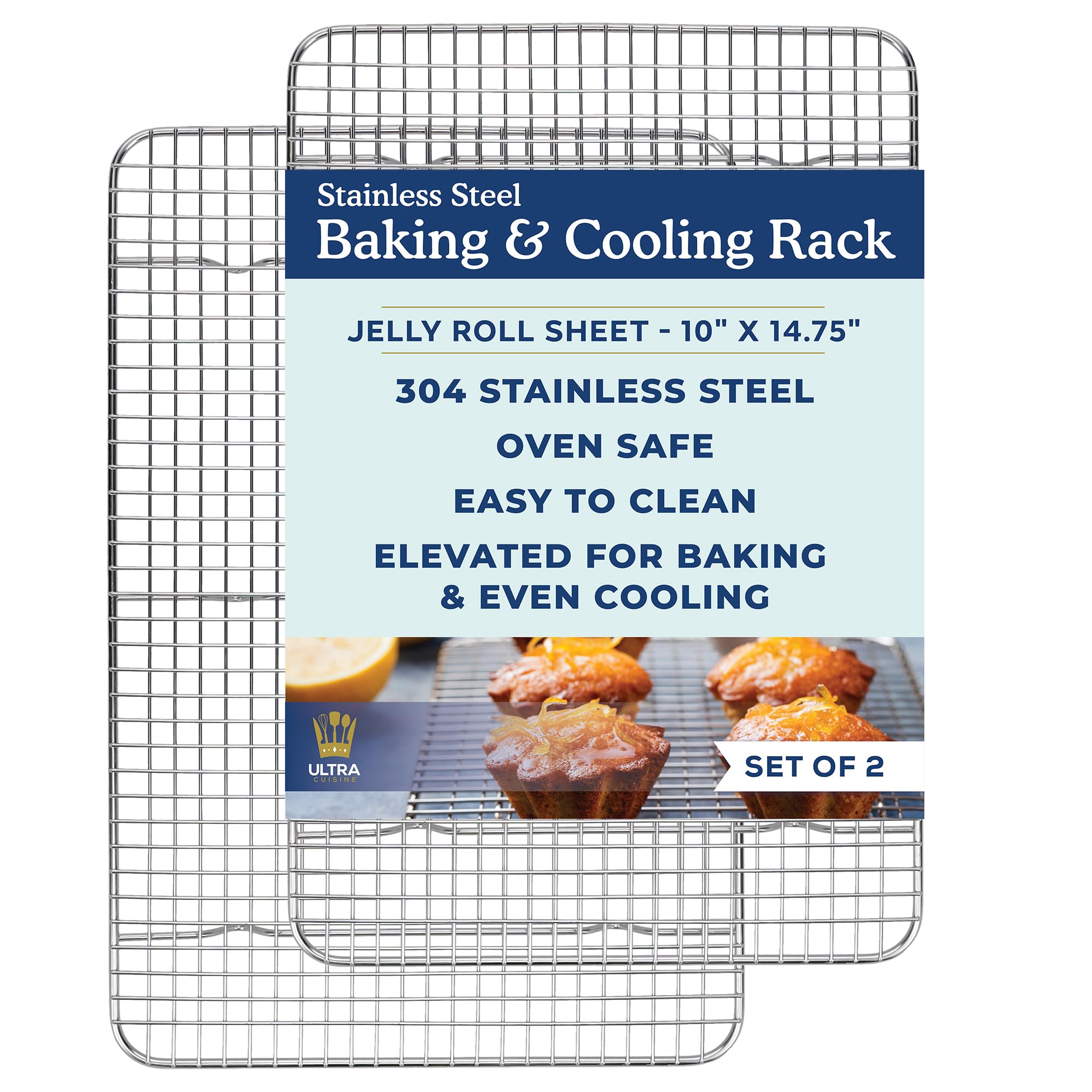 Ultra Cuisine stainless steel cooling racks two-piece set for even cooling