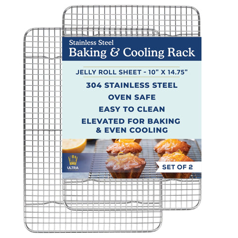 Ultra Cuisine stainless steel cooling racks two-piece set for even cooling