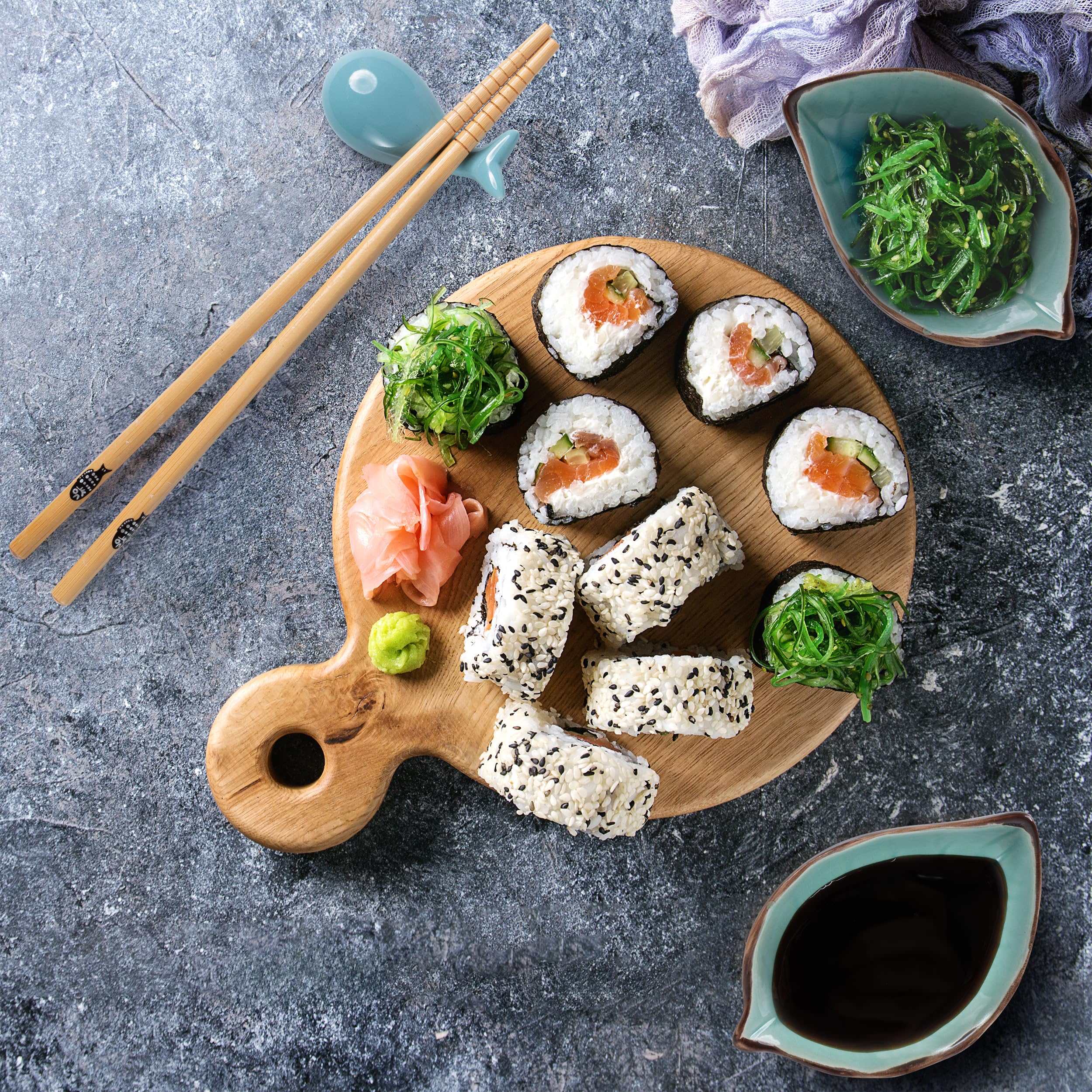 Ultra Sushi Making Kit sauce dishes keep dips neat and ready.