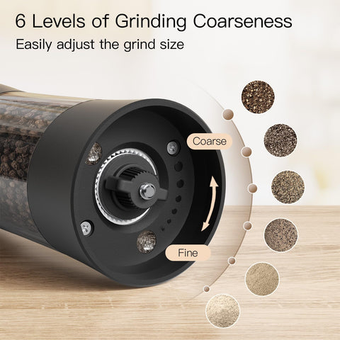 Ultrean grinder with six settings and ceramic core for consistent texture.