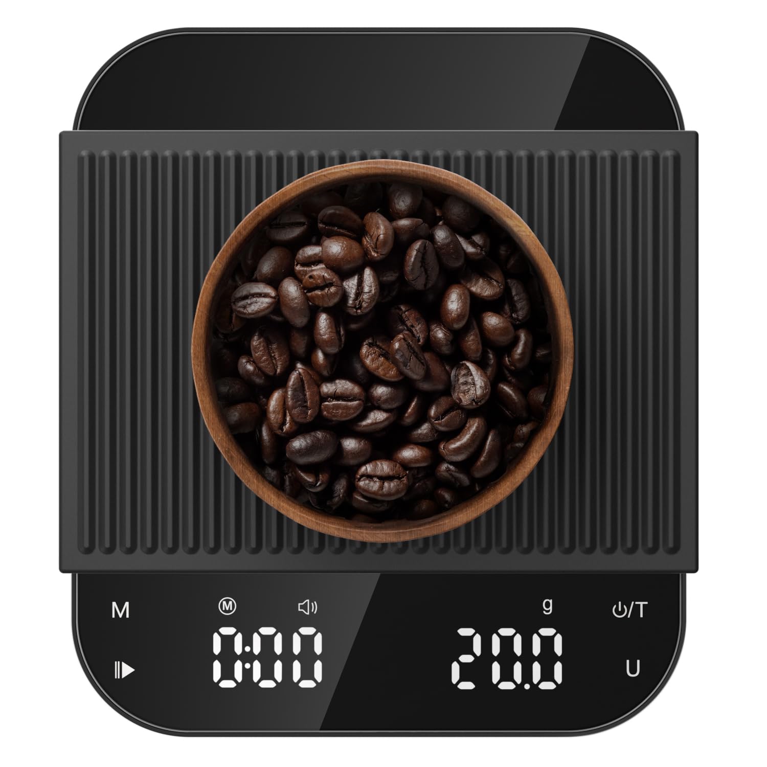 Ultrean coffee scale front view with backlit display for precise brewing