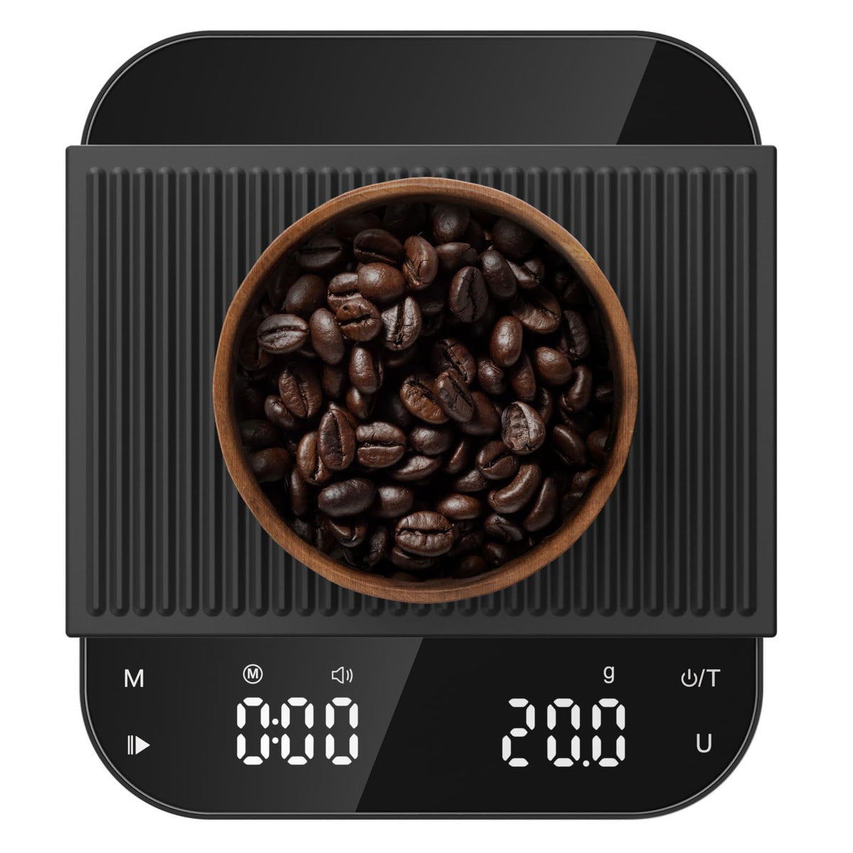 Ultrean coffee scale front view with backlit display for precise brewing