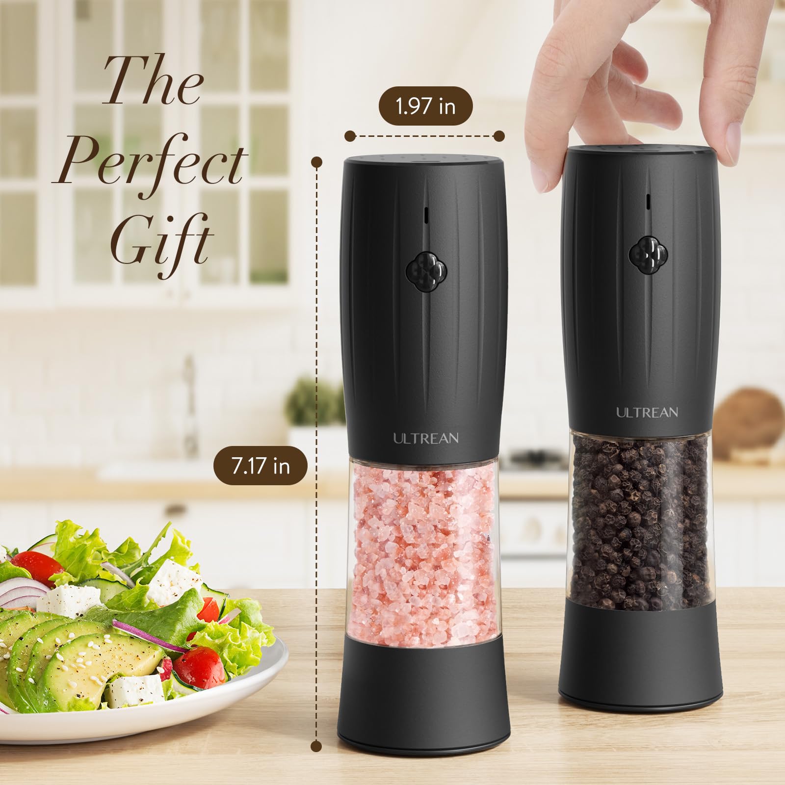 Ultrean gift-ready pepper grinder set ideal for housewarming or gifting occasions.