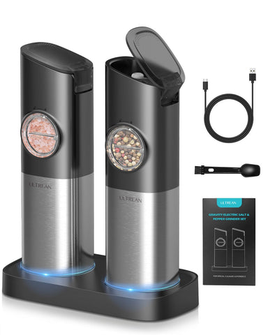 Ultrean gravity salt and pepper grinder in action for precise grinding