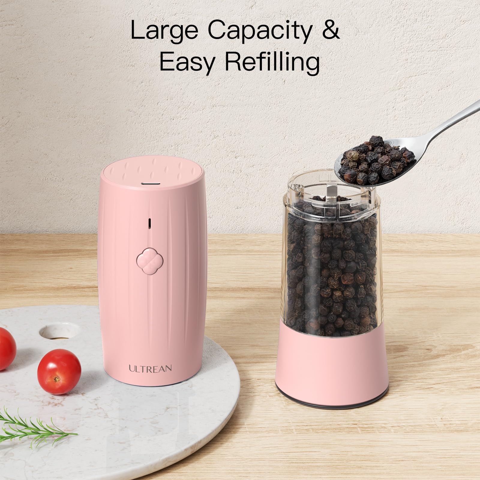 Ultrean grinder features an 80ml capacity container for fewer refills.