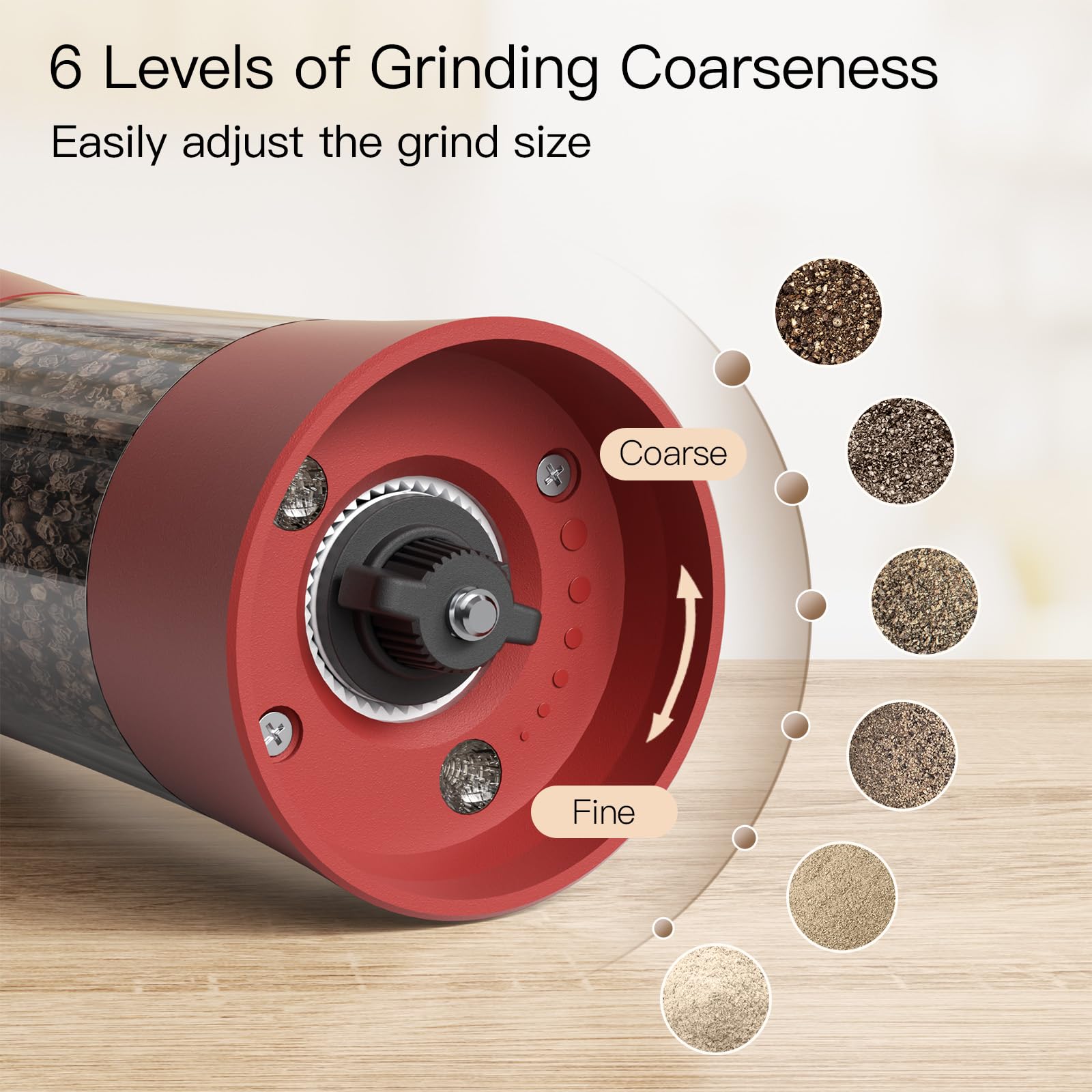 Ultrean grinder enables one-handed operation for quick seasoning while cooking.