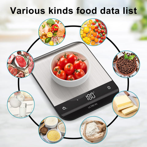 Ultrean precision sensors provide accurate 2g–15kg measurements for recipes.