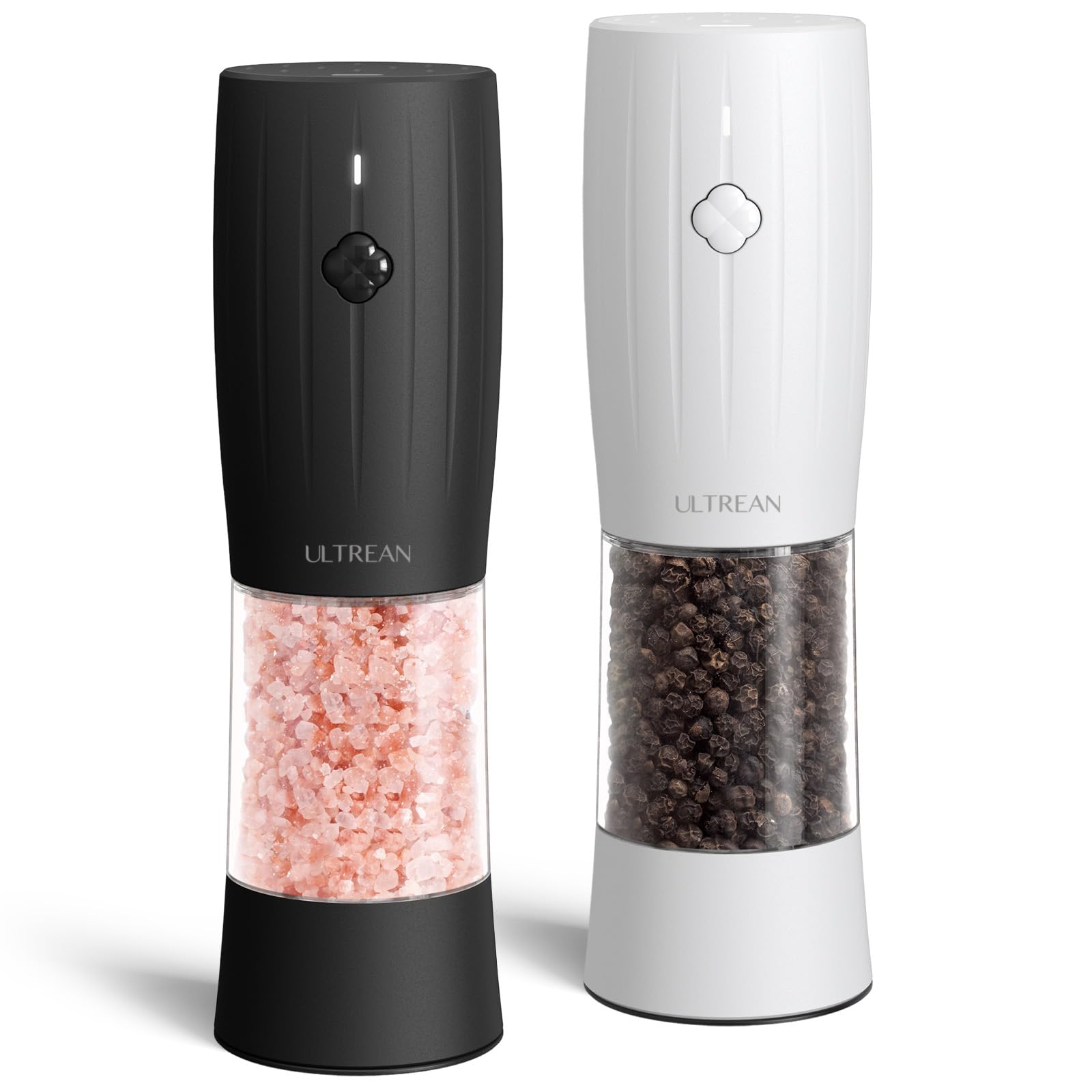 Ultrean salt and pepper grinder set in compact design for small kitchens.