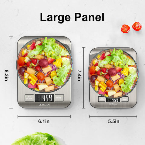 Ultrean scale shows a large, clear display during cooking and baking.
