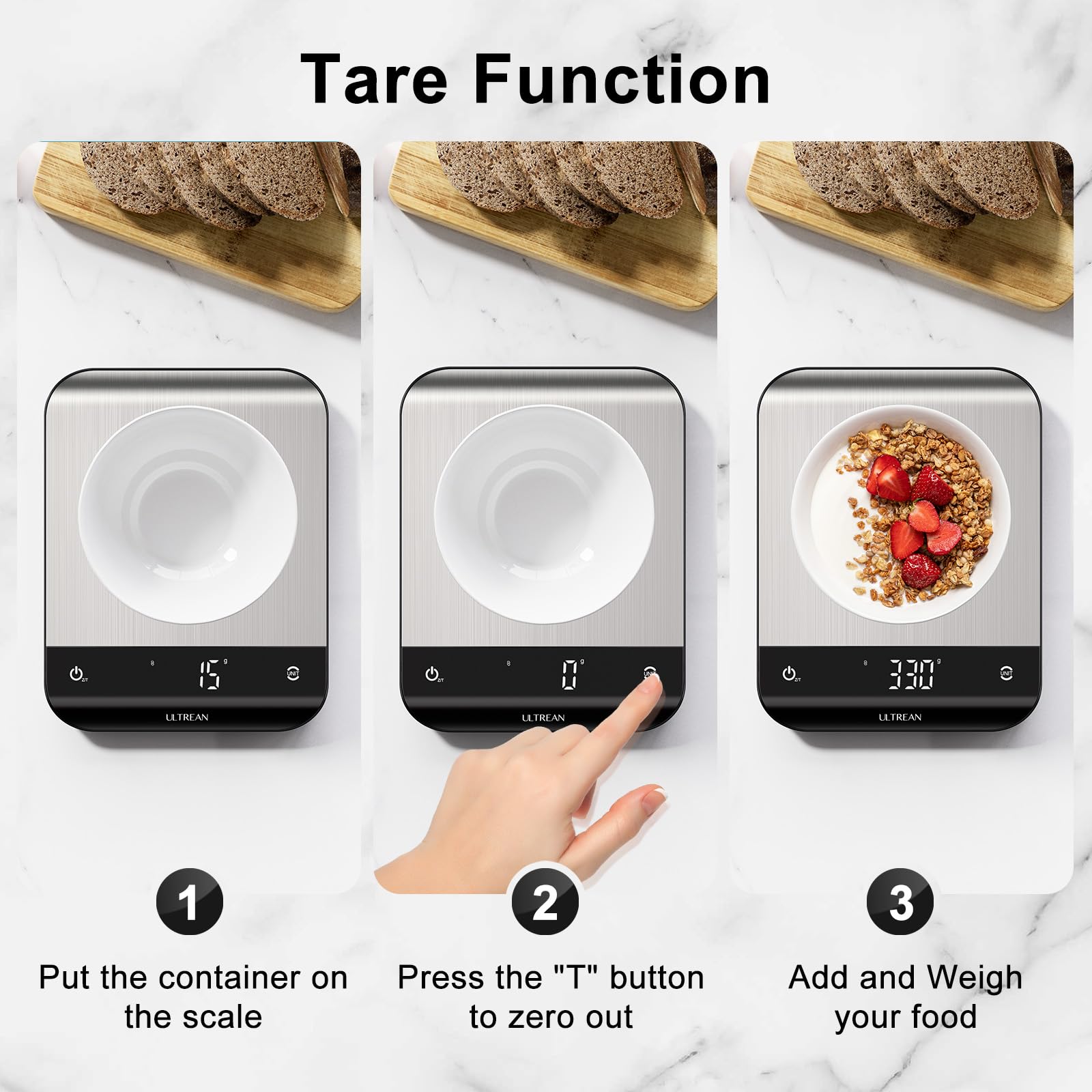 Ultrean stainless steel surface resists stains and wipes clean in minutes.