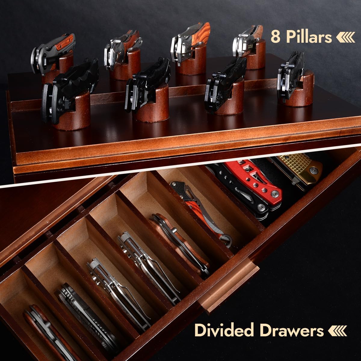 ULTRGEE lower drawer with 12 grids offers versatile knife storage.