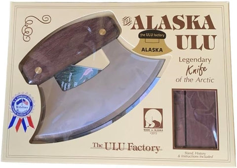 The ULU Factory Alaskan Ulu stainless-steel blade closeup emphasizes durability