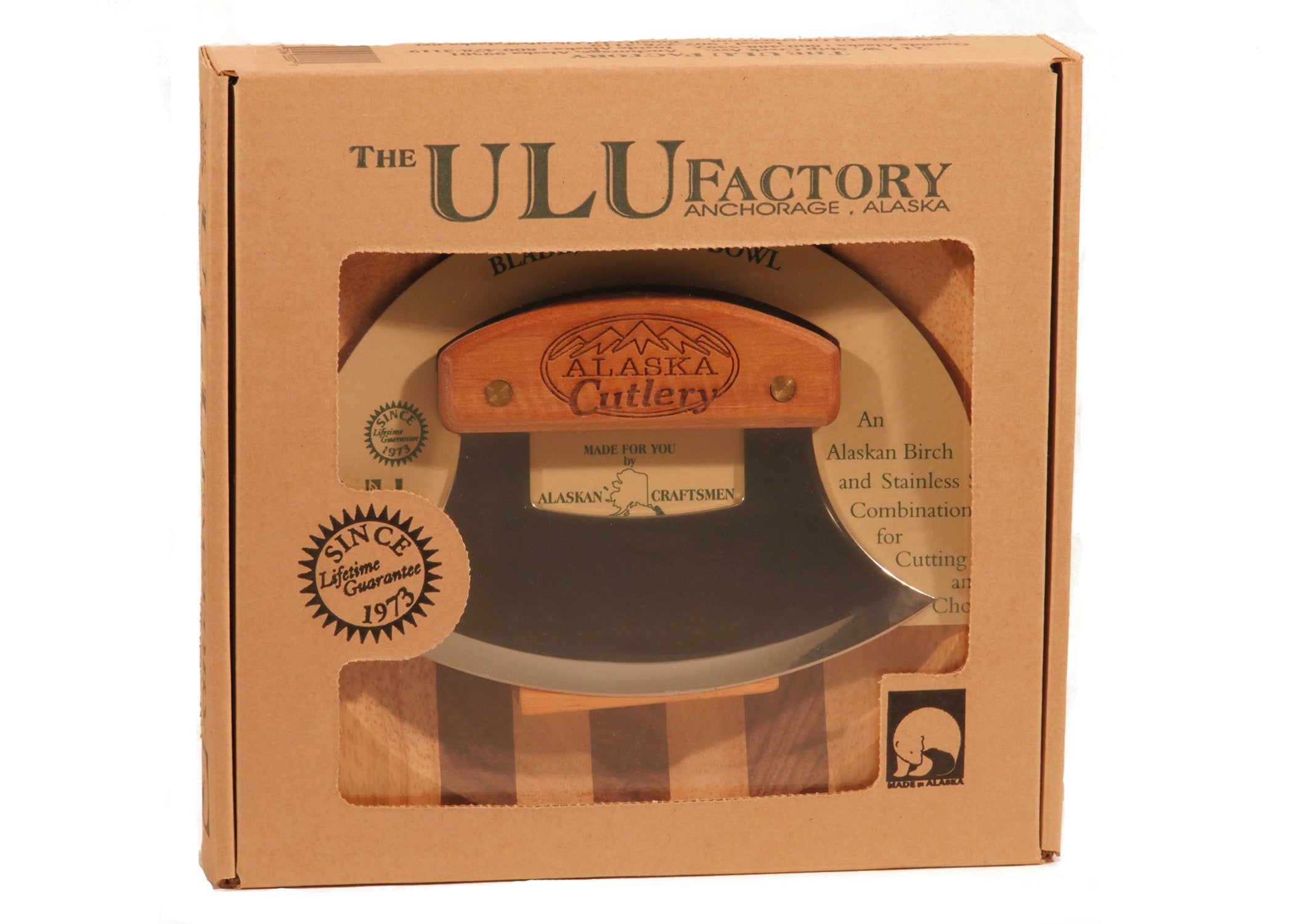 The ULU Factory Alaska birch and walnut wood grain highlights premium materials.