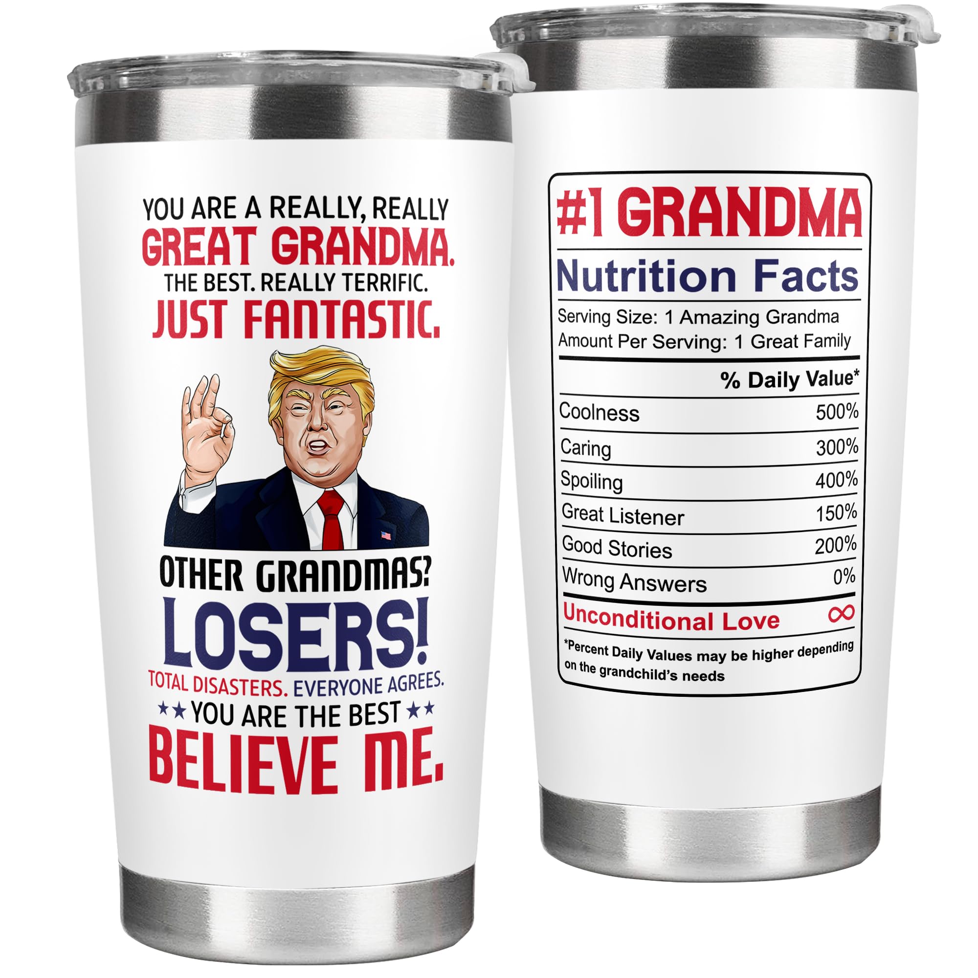 UMACVN 20oz grandma gifts tumbler front view for everyday use