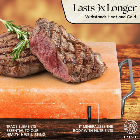 UMAID salt block functioning as cutting board and serving slab.