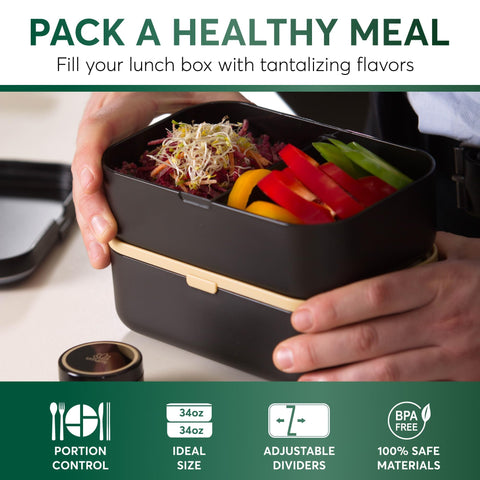 Leakproof Umami bento box with silicone seal prevents spills during transport.