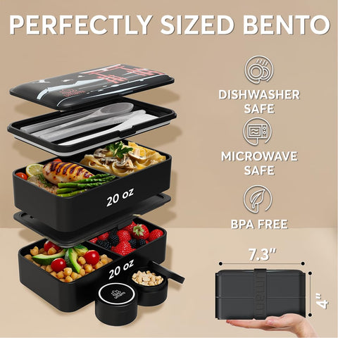 Umami Bento Box matte black finish, microwave-safe for quick reheats.