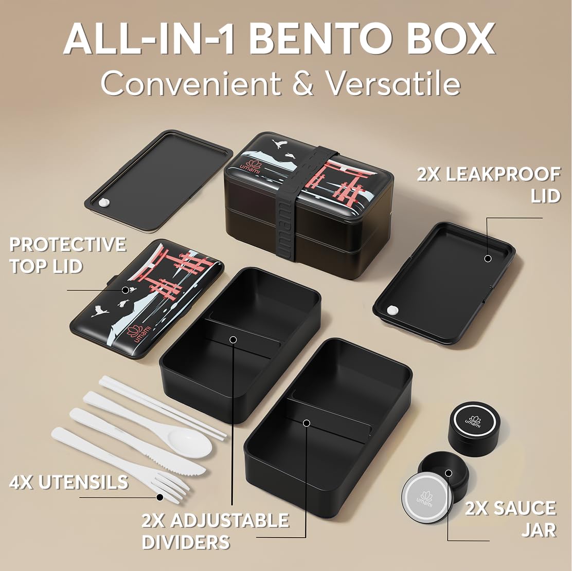 Umami Bento Box with two dividers for customizable portions.