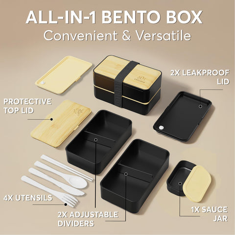 Umami Bento Box two-layer design with leakproof seal keeps meals neat.
