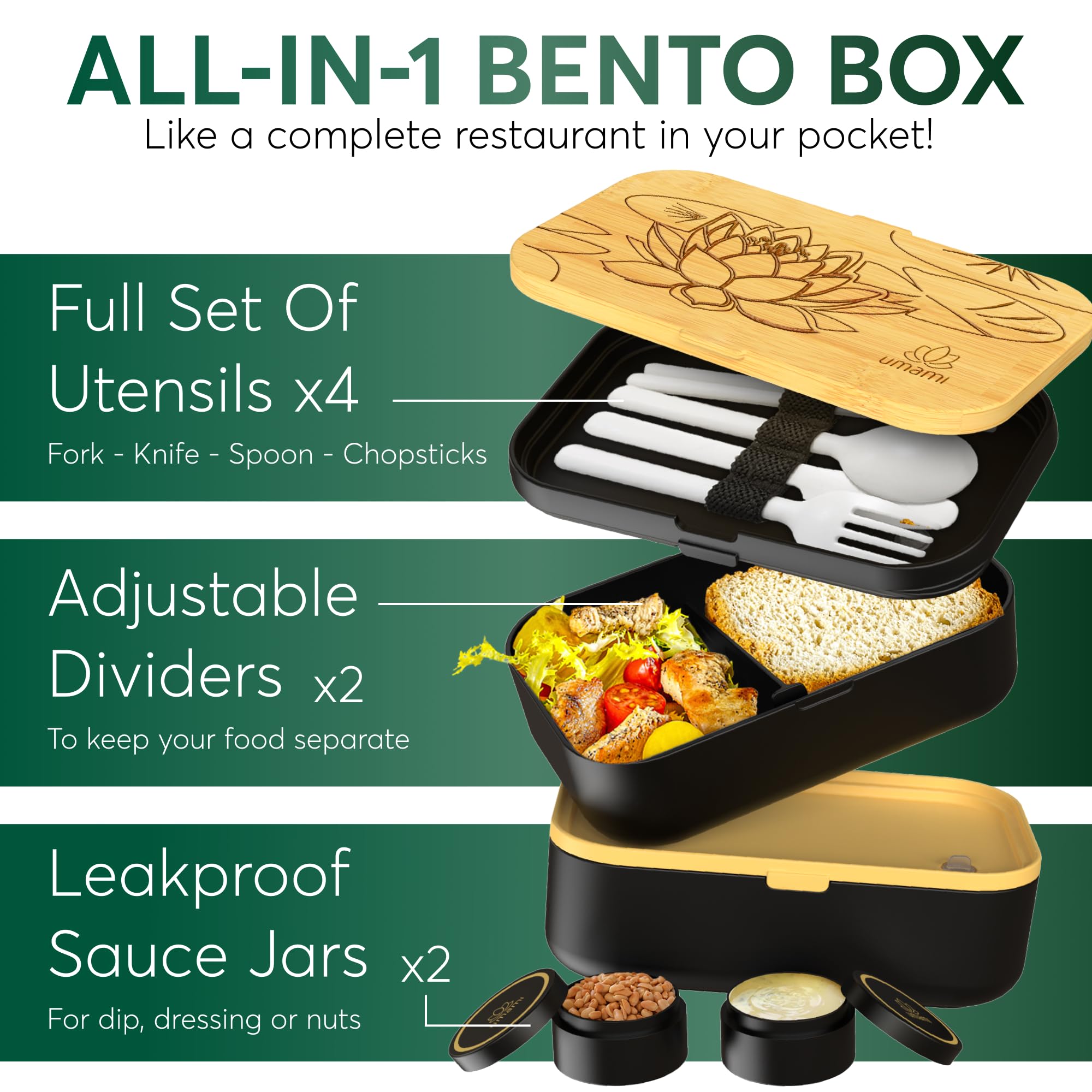 Umami Bento's leakproof seal remains reliable even when turned upside down.