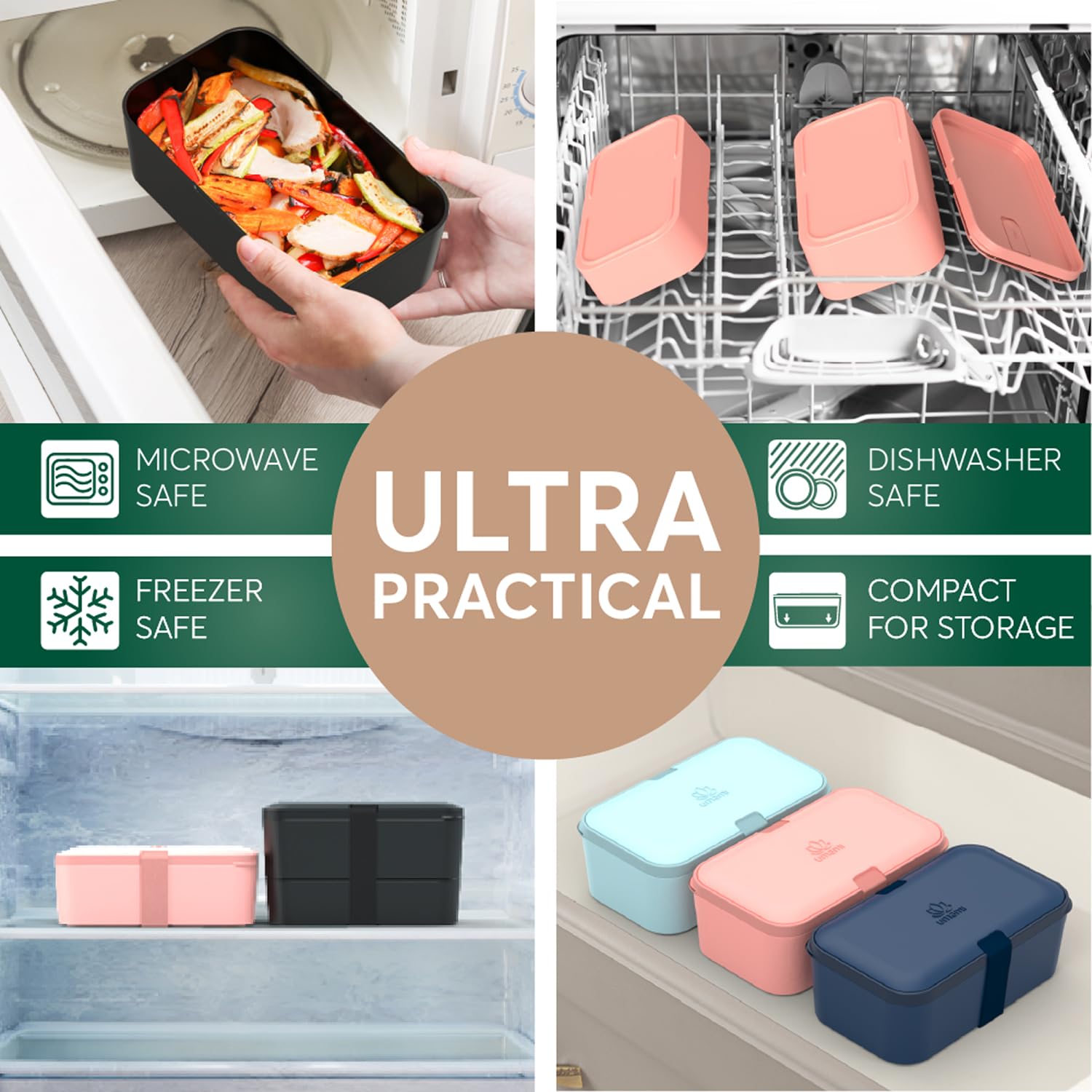 Umami lunch box leakproof seal showing a secure lid for spill-free transport