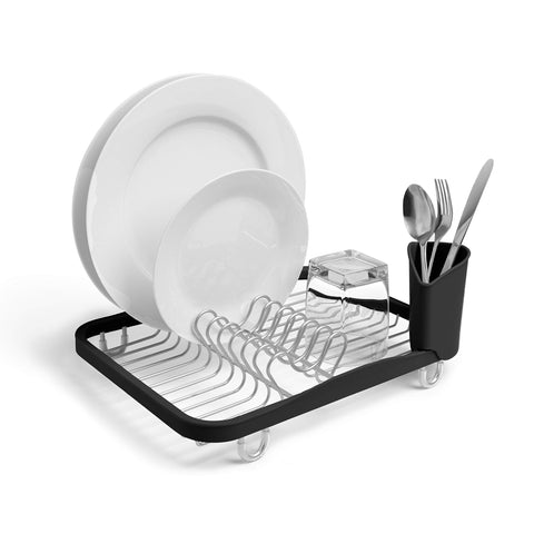 Umbra Sinkin dish rack in sink with non-slip feet for safe drying