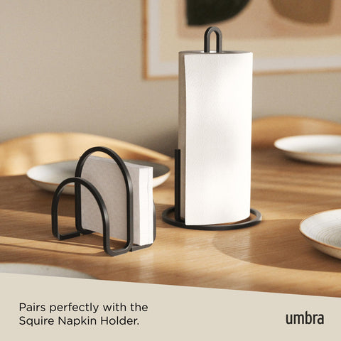 Umbra Squire cast-iron look finish delivers rugged style.