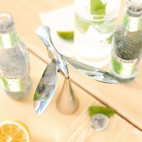 Umbra Tipsy on a bar cart, a stylish modern bar accessory