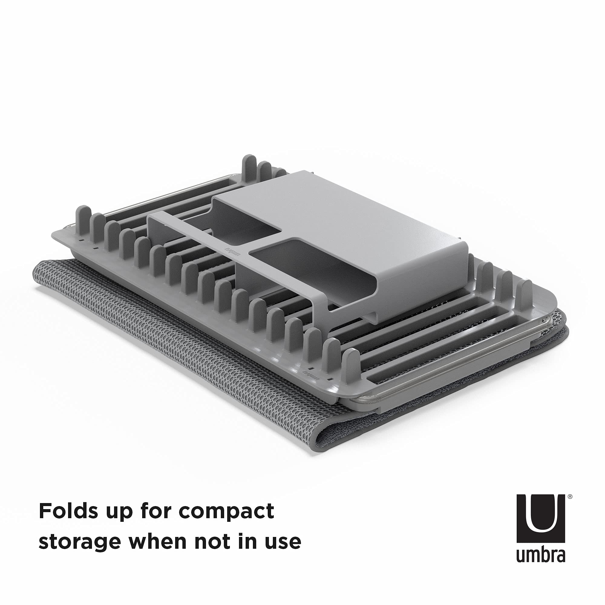 Umbra UDry dishwasher-safe top rack eases cleanup after meals.