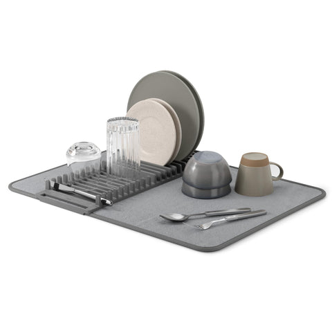Umbra Udry drying mat and rack combo on a tidy kitchen counter