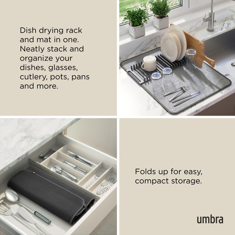 Udry folds flat for compact storage, keeping counters neat