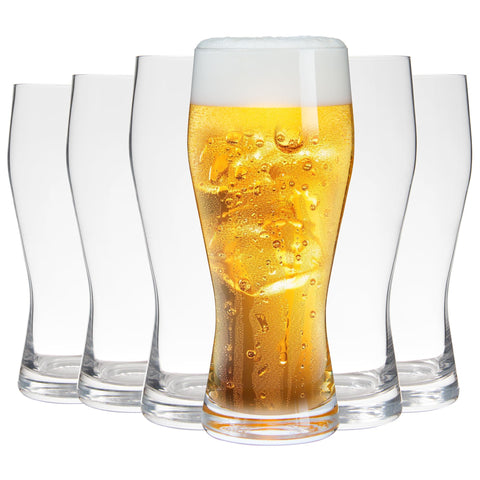 UMEIED 20oz pilsner glass set pour highlights generous capacity for entertaining.