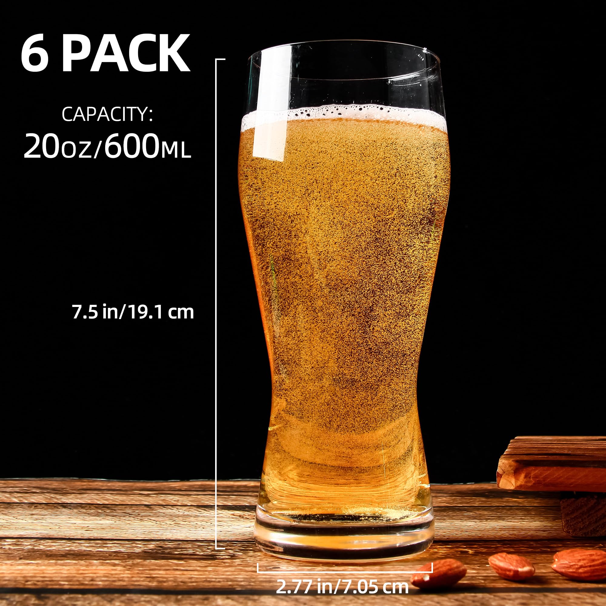 UMEIED pilsner glass tall slim aroma enhances carbonation and aroma for fresh flavors.