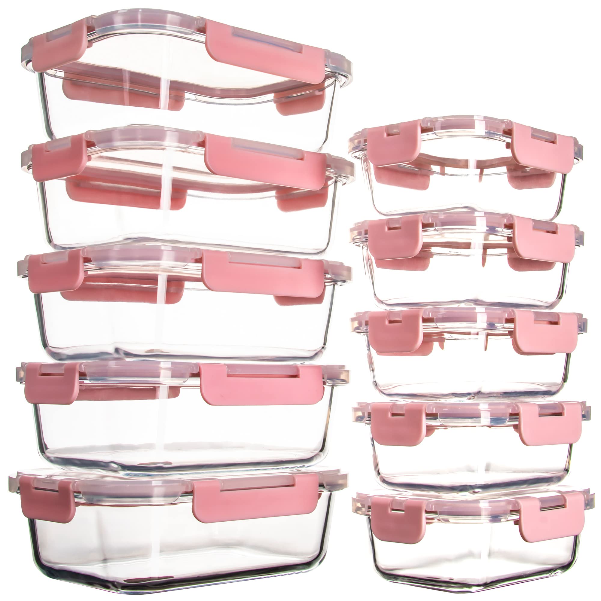 UMEIED 10-pack glass container set for versatile meal prep and leftovers.