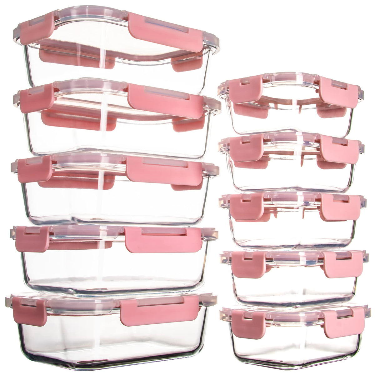 UMEIED 10-pack glass container set for versatile meal prep and leftovers.