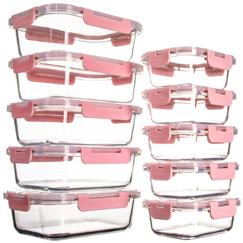 UMEIED 10-pack glass container set for versatile meal prep and leftovers.