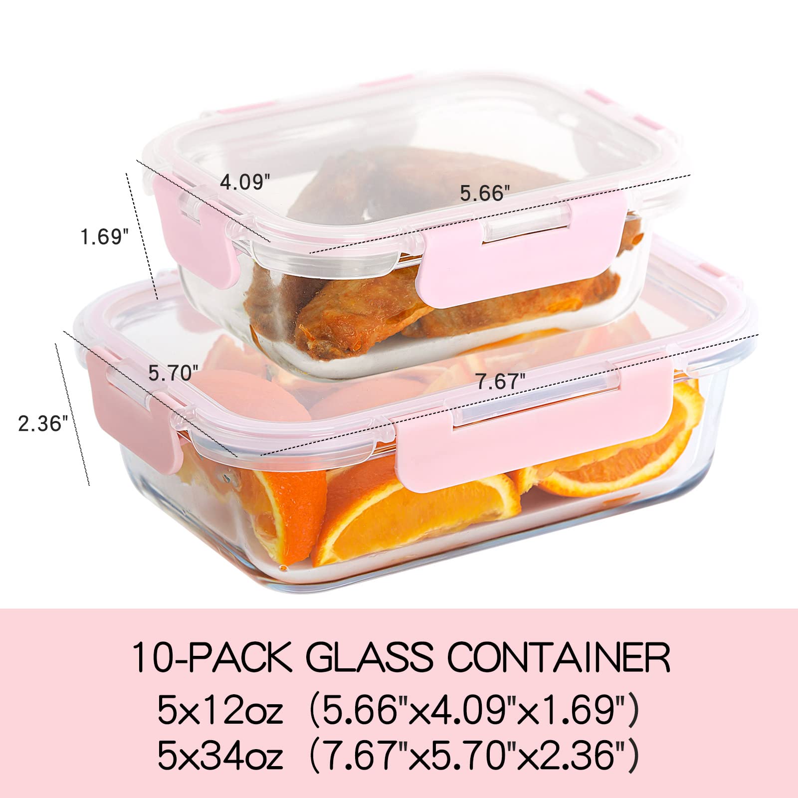 UMEIED 34oz rectangle glass container for bulk meals and portion control.
