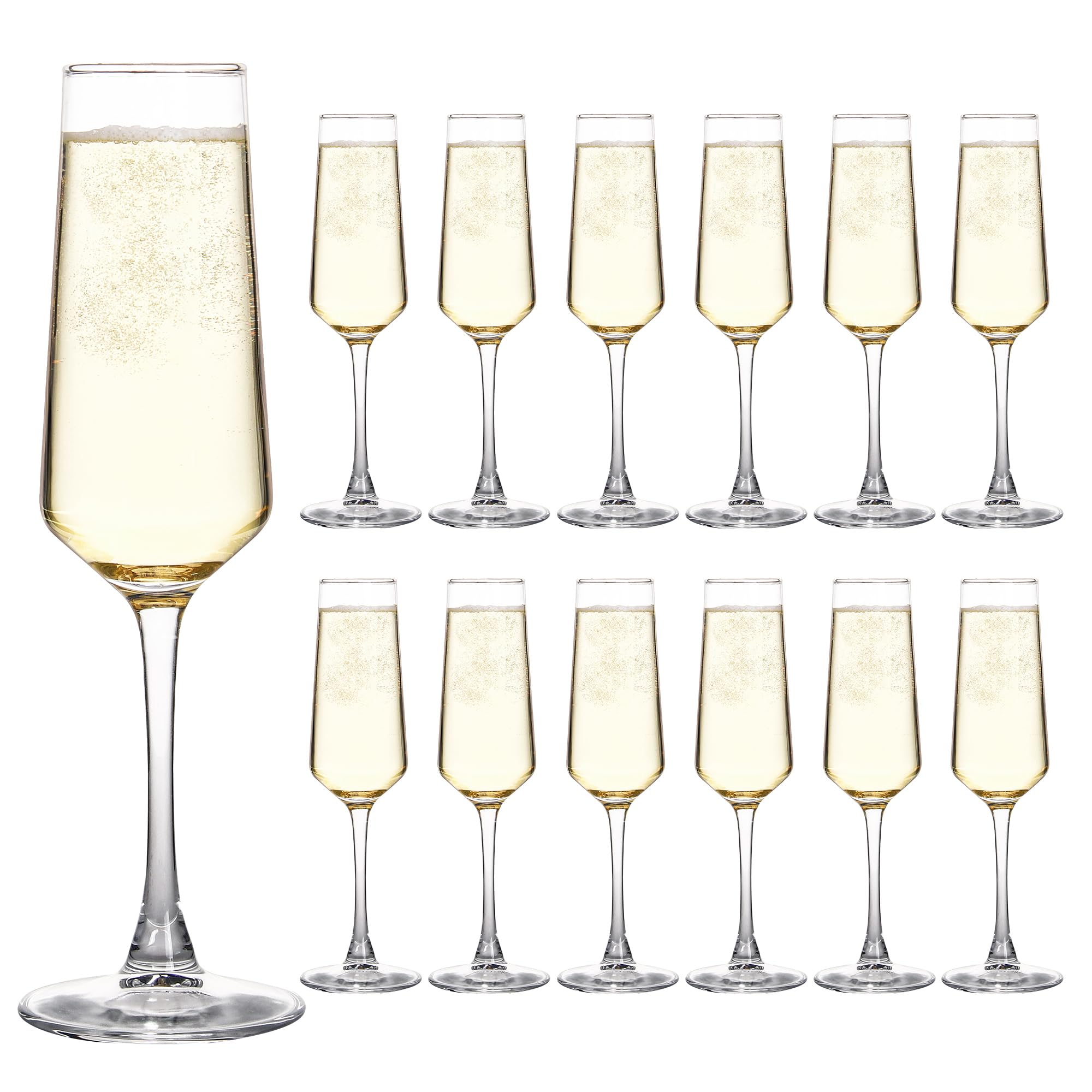 UMEIED champagne flute set in 12-pack showcasing crystal clarity for elegant toasts