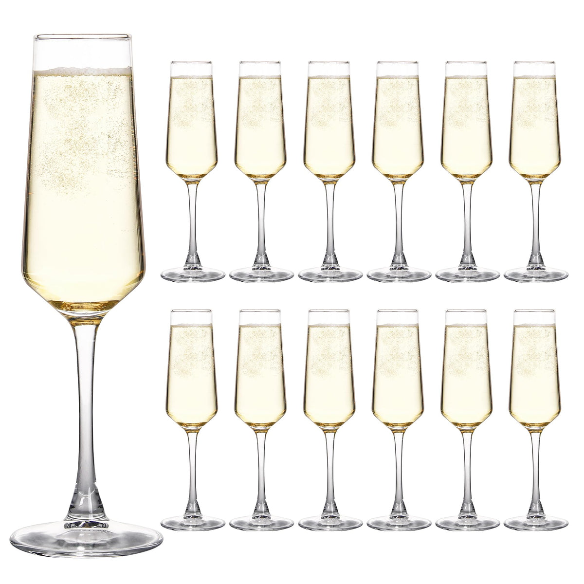UMEIED champagne flute set in 12-pack showcasing crystal clarity for elegant toasts