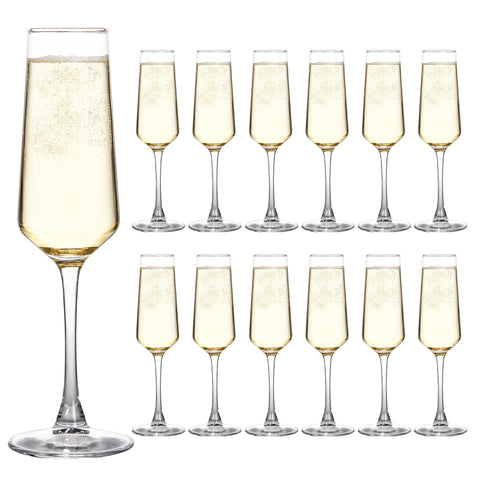 UMEIED champagne flute set in 12-pack showcasing crystal clarity for elegant toasts