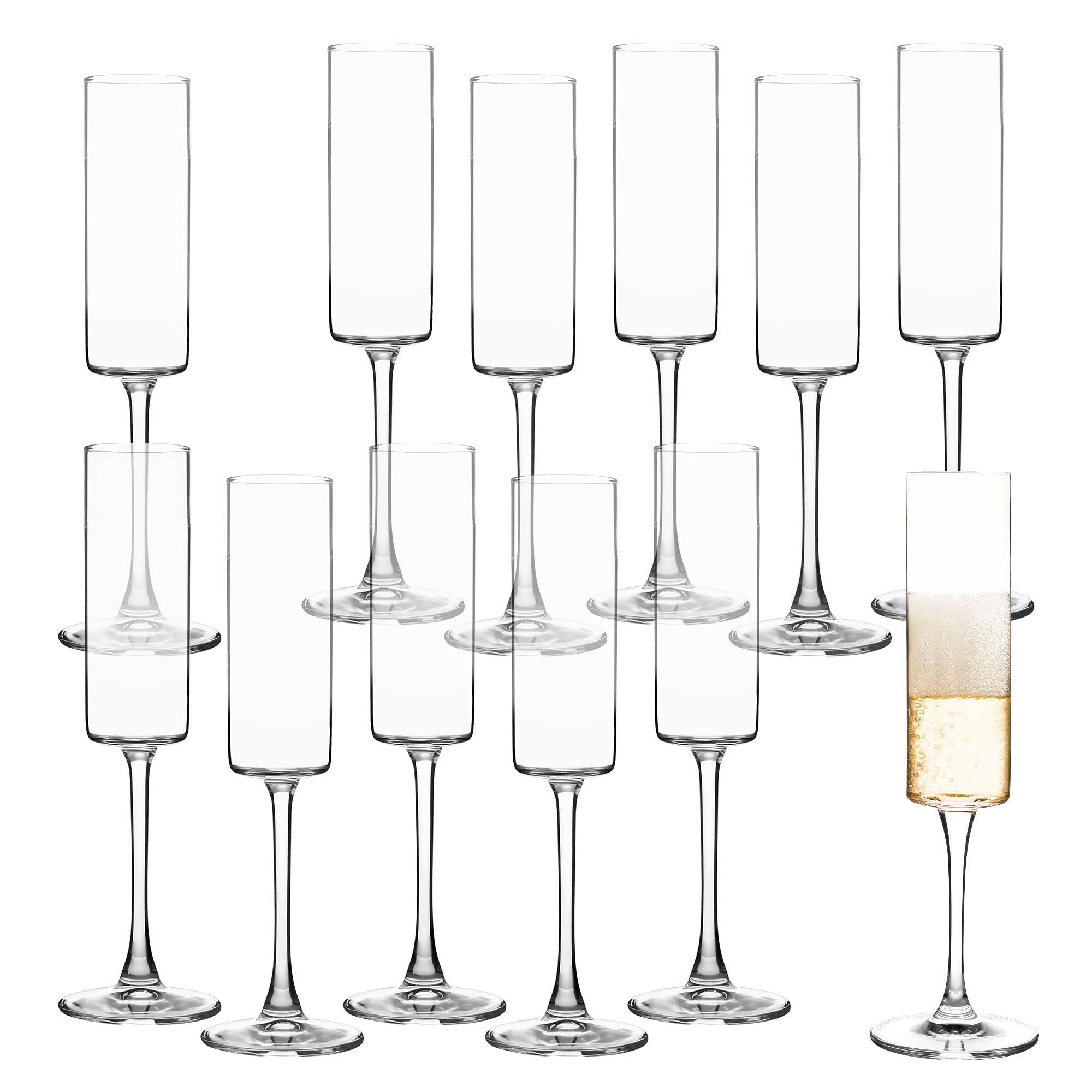 UMEIED champagne flutes with edge, 6oz capacity, perfect for elegant toasts.
