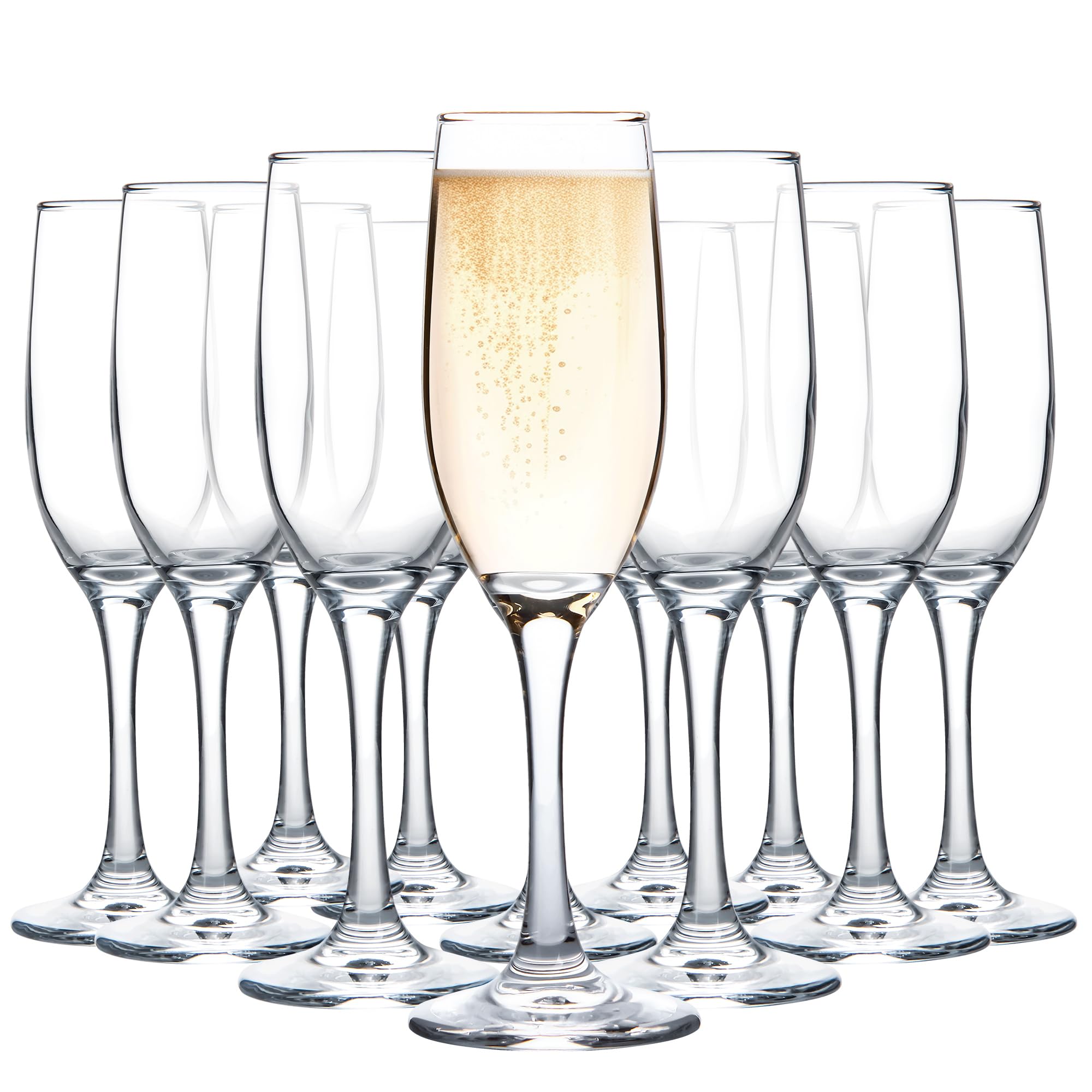 UMEIED champagne glasses set of 12 with classic shape, ideal for weddings and toasts.
